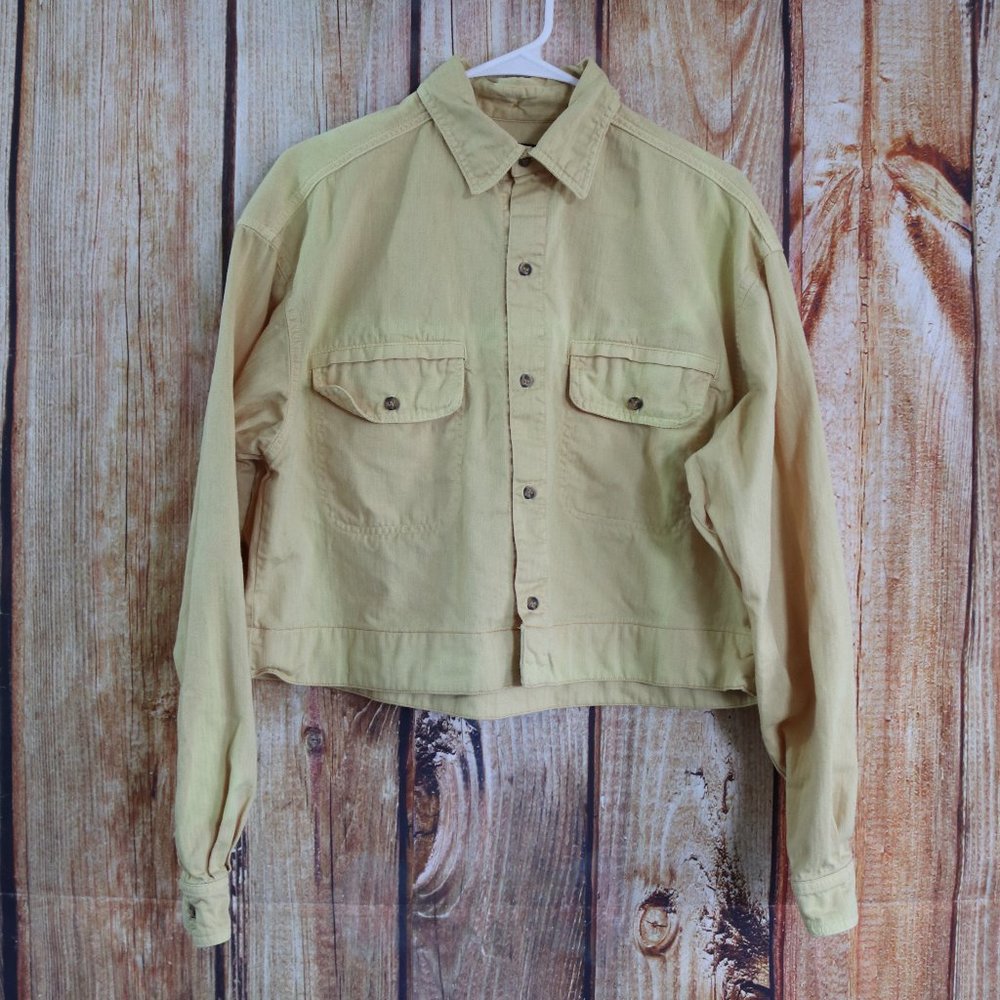 The North Face Jacket Womens Yellow Cropped Denim Jean Rare Coat 80's